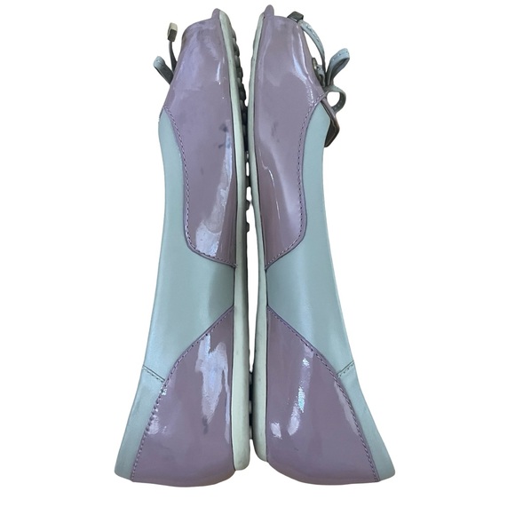 TOD’S Patent Leather Lavender & Gray Peep Toe Flats w/ Bow Sz 38 US 7/7.5 luxury - Picture 8 of 12